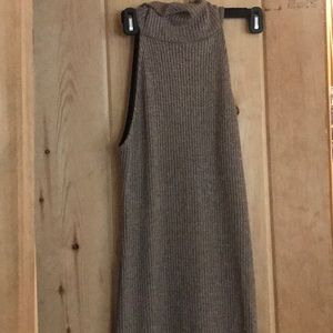 TopShop Sweater Ribbed Dress in Tan